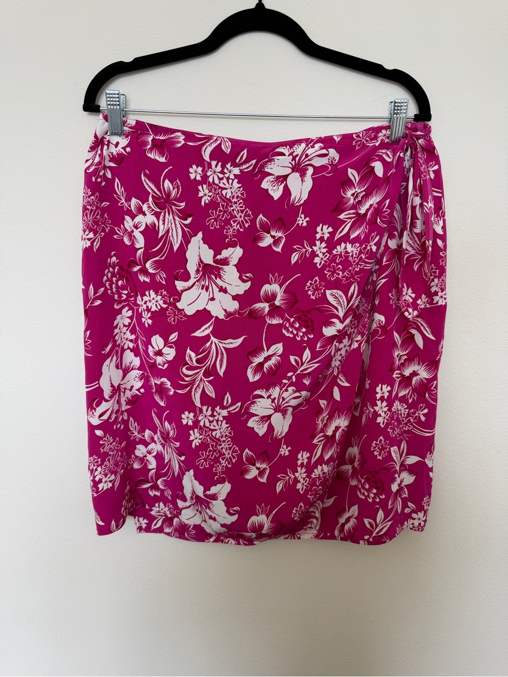 Ralph Lauren 100% Silk Pink Tropical Floral Wrap Skirt Size 14